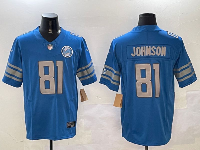 Men Detroit Lions #81 Johnson Blue three generations 2024 Nike Limited NFL Jersey style 01021->detroit lions->NFL Jersey